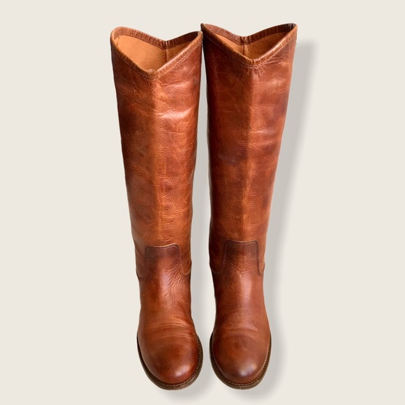 Frye Melissa Button 2 Cognac Leather Tall Boots - Picture 7 of 15